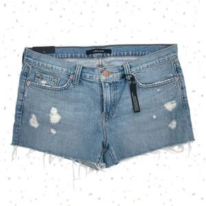 J Brand Denim Cut Off Low Rise Over Blue Jean Shorts Raw Distressed Size 29 NEW
